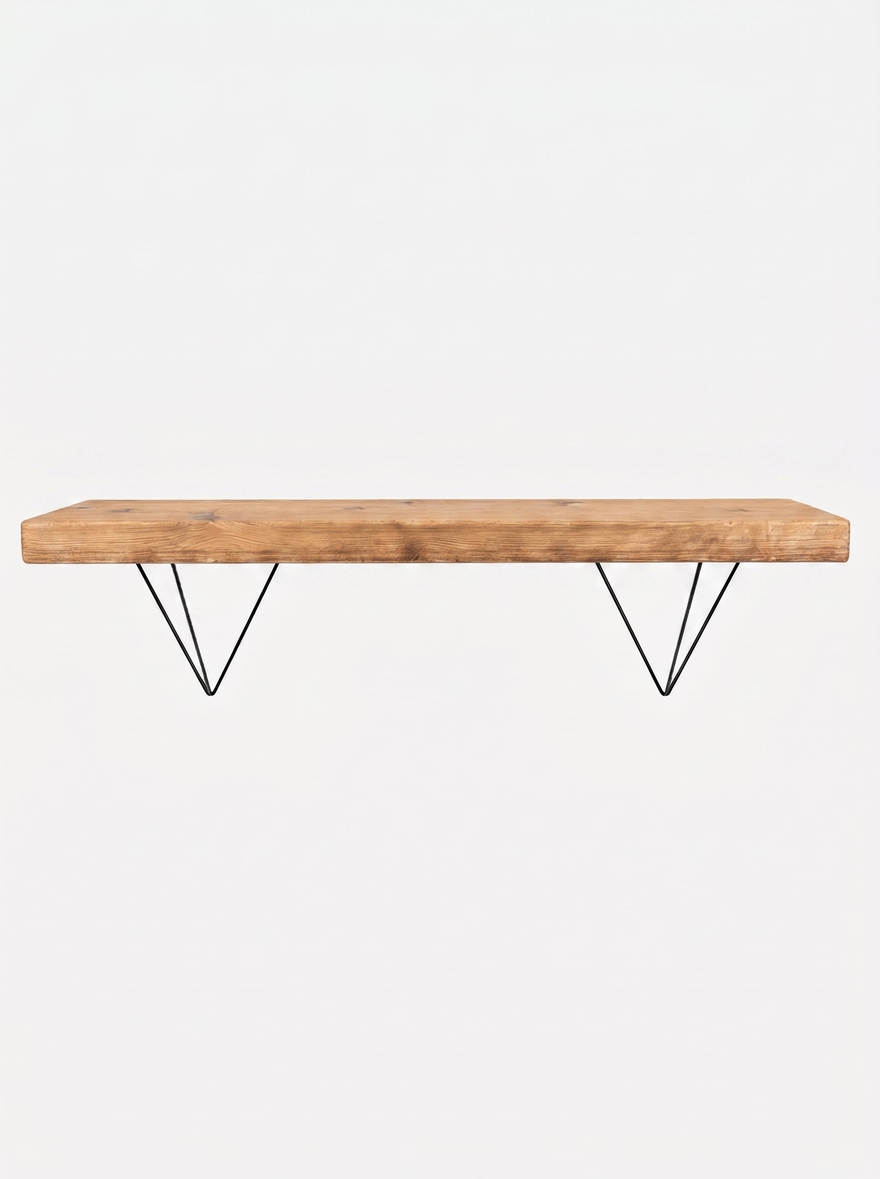 Bowes Rustic Wooden Shelf with Black Metal Brackets - 22cm x 4.5cm