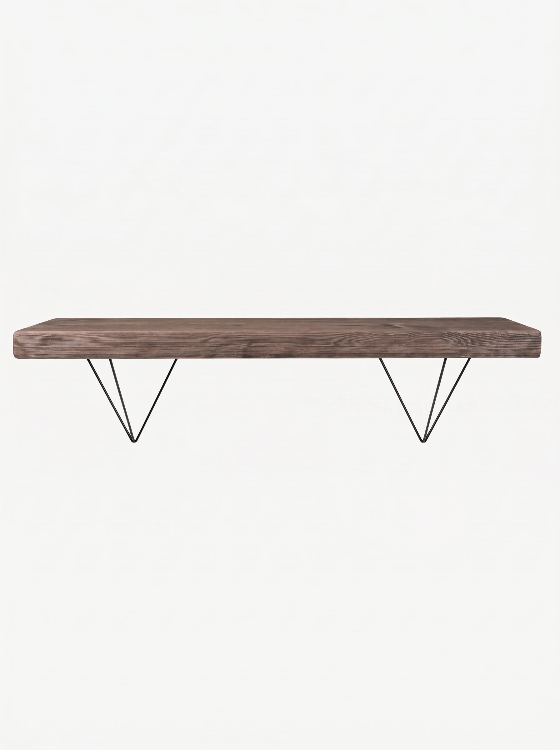 Bowes Rustic Wooden Shelf with Black Metal Brackets - 22cm x 4.5cm - Bracketed Shelves
