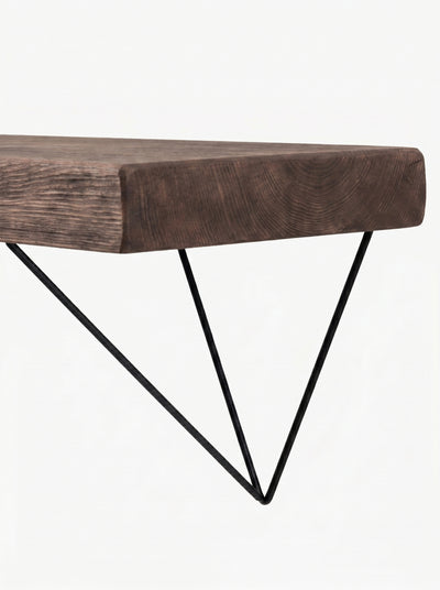 Bowes Rustic Wooden Shelf with Black Metal Brackets - 22cm x 4.5cm - Bracketed Shelves