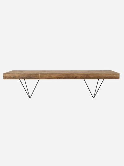 Bowes Rustic Wooden Shelf with Black Metal Brackets - 22cm x 4.5cm - Bracketed Shelves