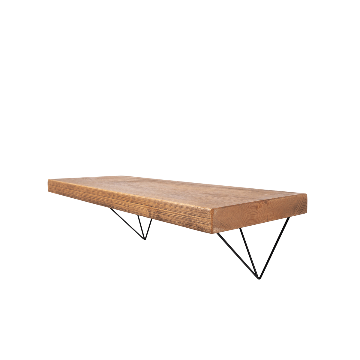 Bowes Rustic Wooden Shelf with Black Metal Brackets - 29cm x 4.5cm - Bracketed Shelves