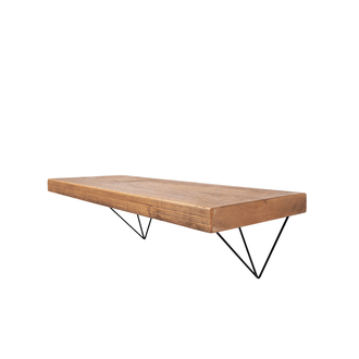 Bowes Rustic Wooden Shelf with Black Metal Brackets - 29cm x 4.5cm