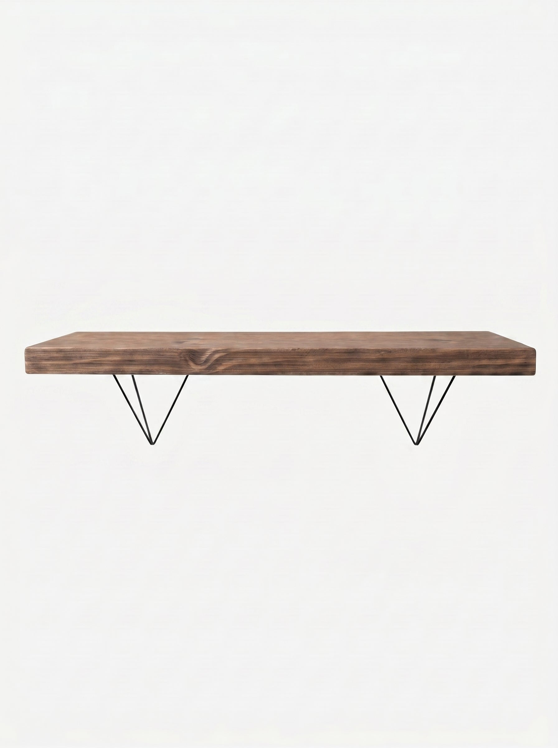 Bowes Rustic Wooden Shelf with Black Metal Brackets - 29cm x 4.5cm - Bracketed Shelves