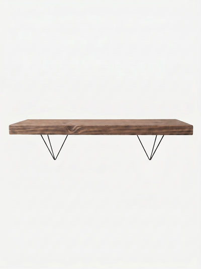 Bowes Rustic Wooden Shelf with Black Metal Brackets - 29cm x 4.5cm - Bracketed Shelves