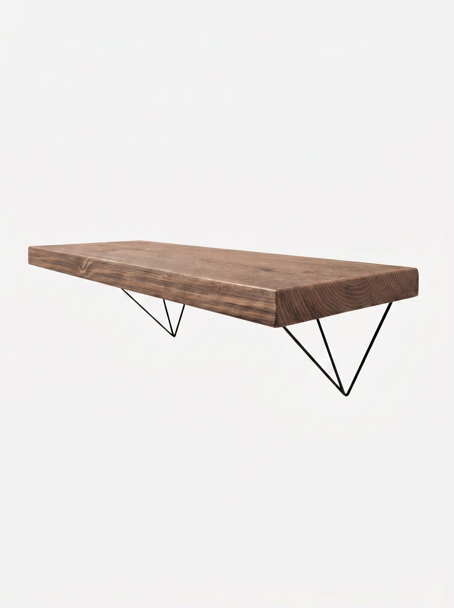 Bowes Rustic Wooden Shelf with Black Metal Brackets - 29cm x 4.5cm