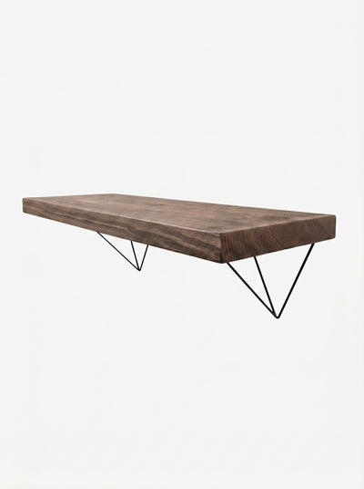 Bowes Rustic Wooden Shelf with Black Metal Brackets - 29cm x 4.5cm - Bracketed Shelves