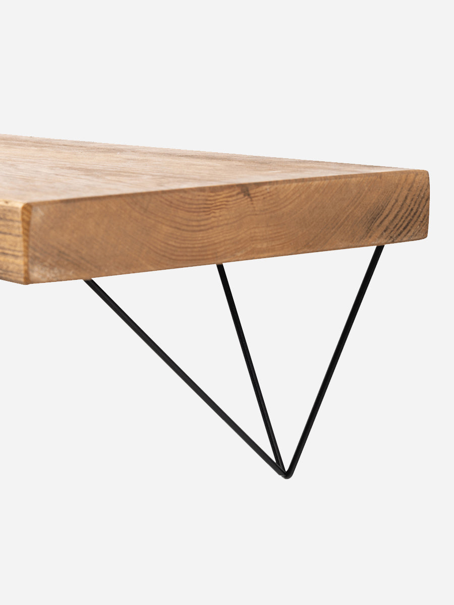 Bowes Rustic Wooden Shelf with Black Metal Brackets - 29cm x 4.5cm