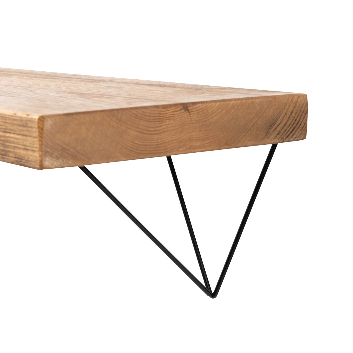 Bowes Rustic Wooden Shelf with Black Metal Brackets - 29cm x 4.5cm - Bracketed Shelves