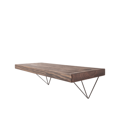 Bowes Rustic Wooden Shelf with Raw Steel Brackets - 29cm x 4.5cm - Bracketed Shelves