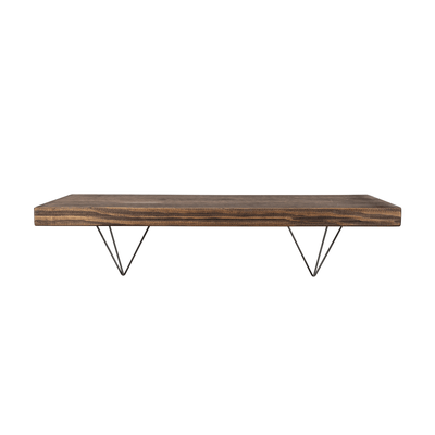 Bowes Rustic Wooden Shelf with Raw Steel Brackets - 29cm x 4.5cm - Bracketed Shelves