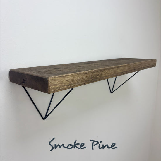 Bowes Rustic Wooden Shelf with Black Metal Brackets - 22cm x 4.5cm - 