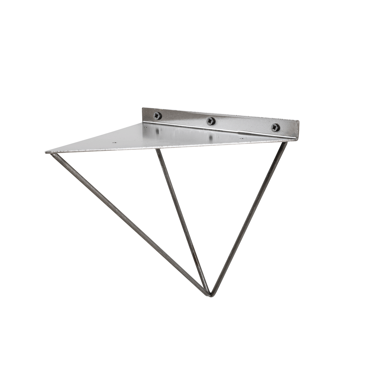Bowes Rustic Wooden Shelf with Raw Steel Brackets - 22cm x 3.5cm - Bracketed Shelves