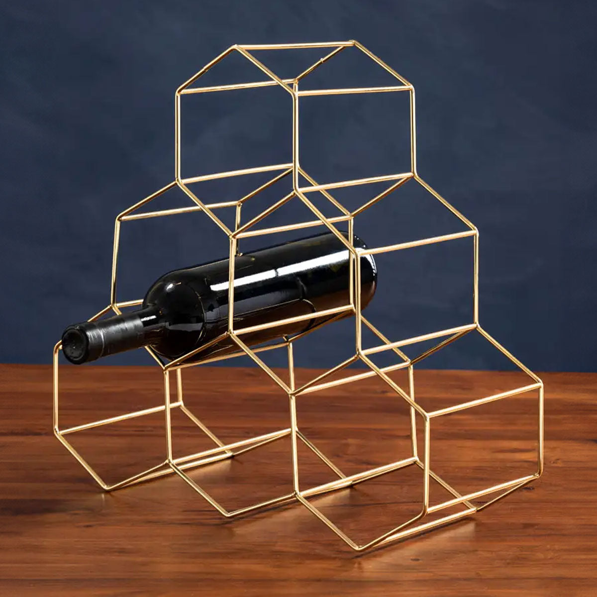 Brass Metal Wine Rack - Tableware & Entertaining