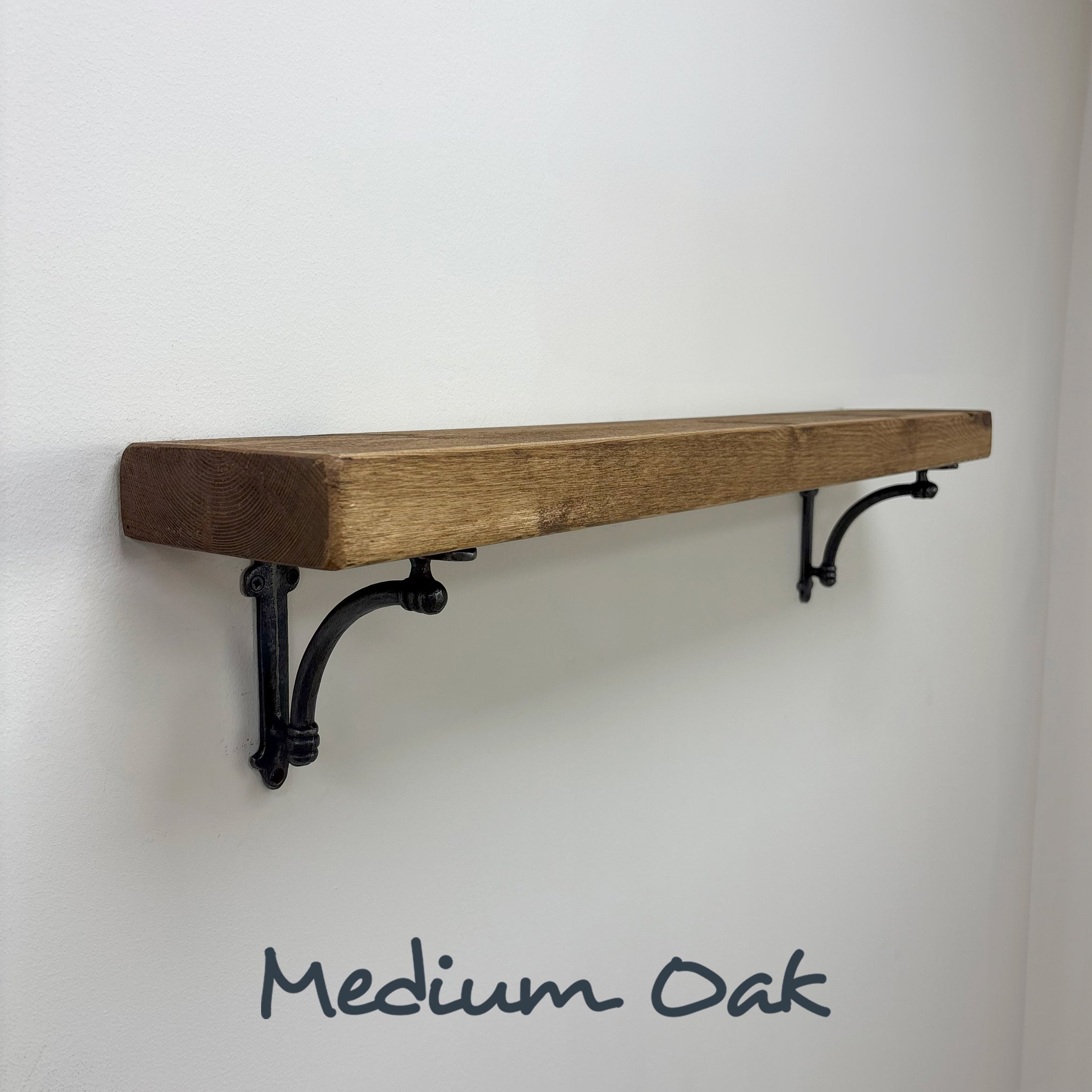 Causey Rustic Wooden Shelf with Brackets - 14.5cm x 4.5cm - 