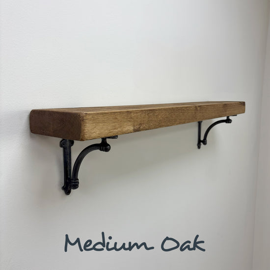 Causey Rustic Wooden Shelf with Brackets - 14.5cm x 4.5cm - 