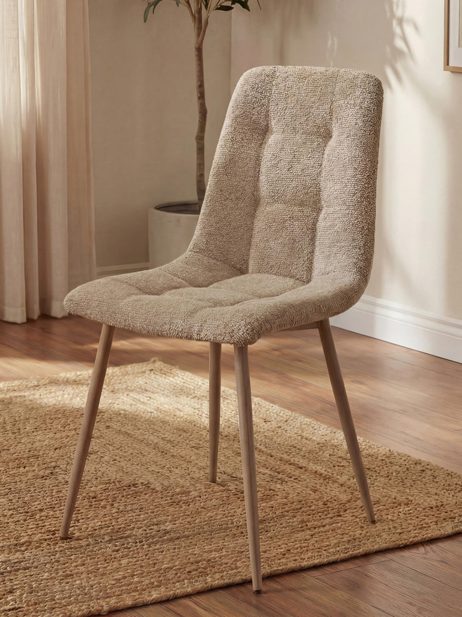 Soft Beige Fabric Dining Chair