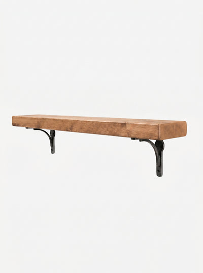 Birtley Iron Rustic Wooden Shelf with Brackets - 14.5cm x 4.5cm - Bracketed Shelves