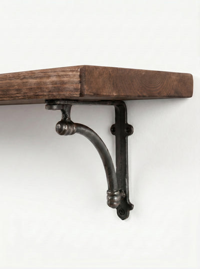 Causey Rustic Wooden Shelf with Brackets - 22cm x 3.5cm - Bracketed Shelves