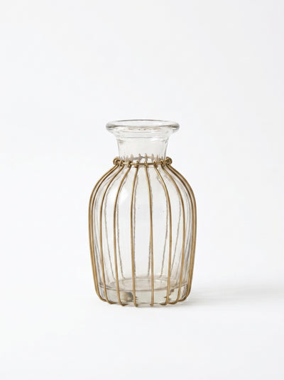 Small Ribbed Glass Bud Vase