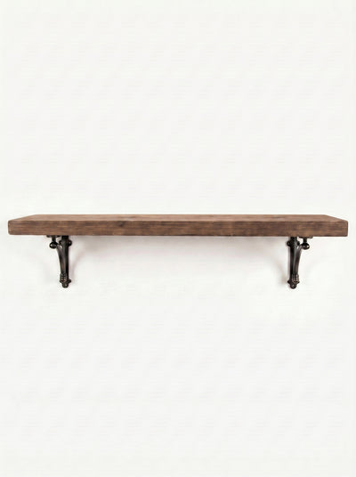 Causey Rustic Wooden Shelf with Brackets - 22cm x 4.5cm