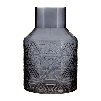 Dark Grey Patterned Glass Vase