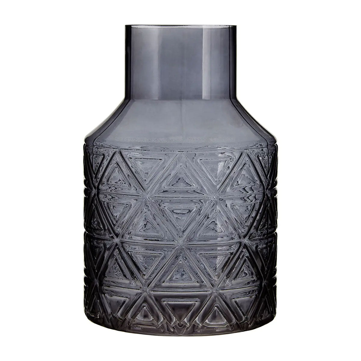 Dark Grey Patterned Glass Vase - Planters, Vases & Bowls