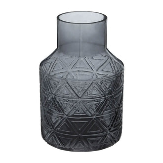 Dark Grey Patterned Glass Vase - Planters, Vases & Bowls