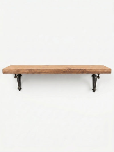 Causey Rustic Wooden Shelf with Brackets - 22cm x 3.5cm - Bracketed Shelves