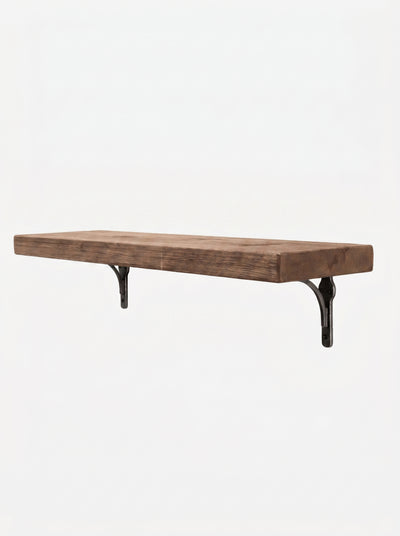 Birtley Iron Rustic Wooden Shelf with Brackets - 22cm x 4.5cm