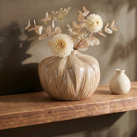 Glazed Ribbed Vase - 