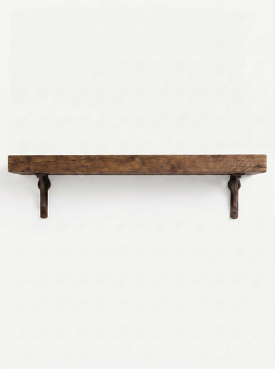 Birtley Copper Solid Wood Shelf & Brackets - 8x2 Oak Shelf (19x4cm) - Bracketed Shelves