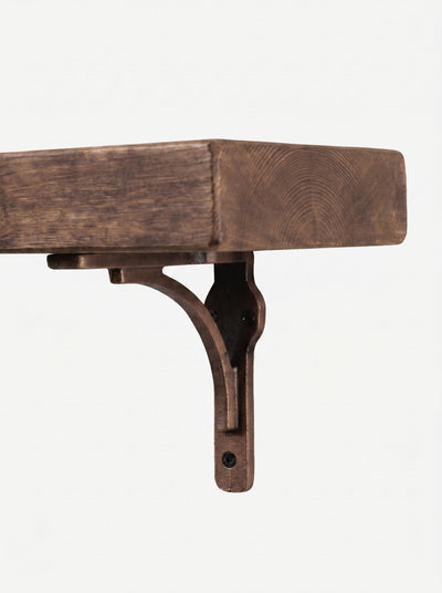 Birtley Copper Rustic Wooden Shelf with Brackets - 14.5cm x 4.5cm - Bracketed Shelves