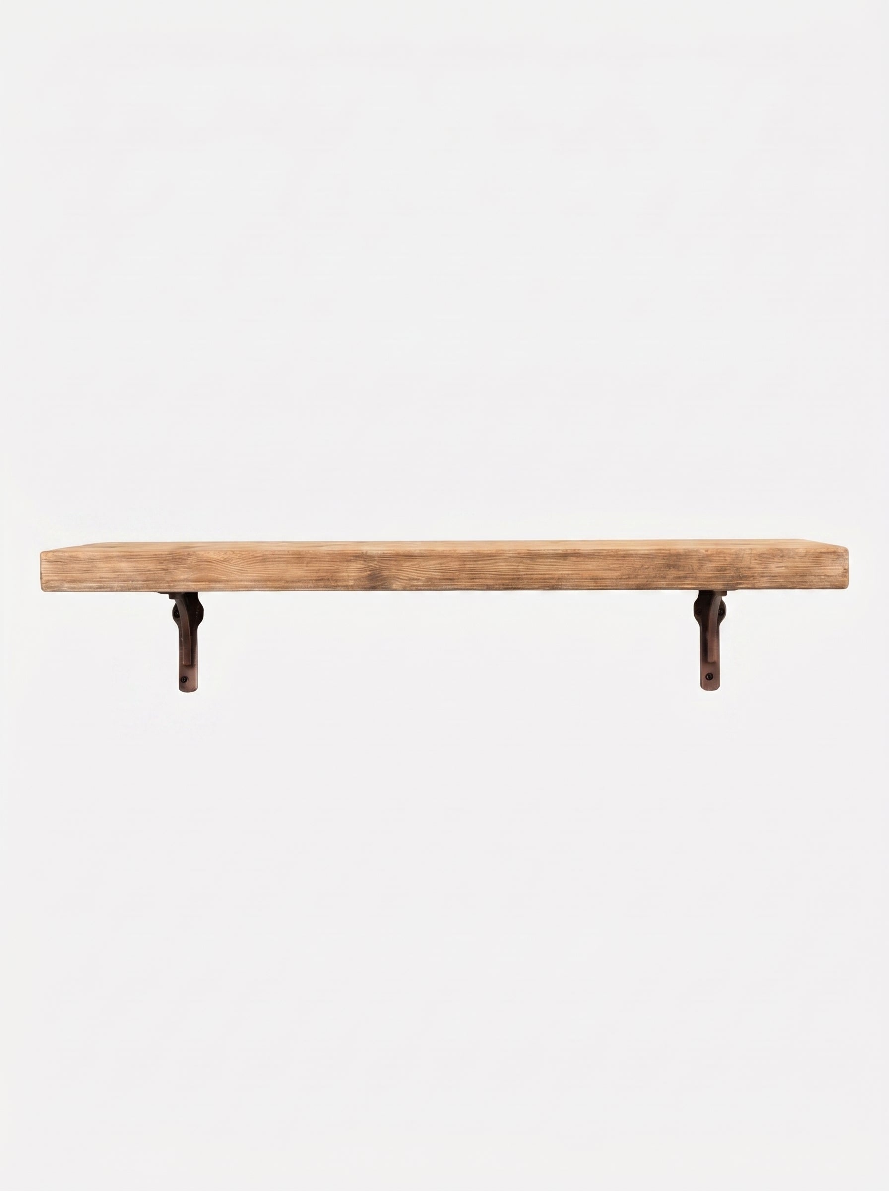 Birtley Copper Rustic Wooden Shelf with Brackets - 22cm x 4.5cm