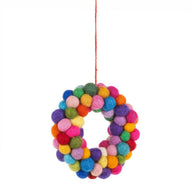 Felt Ball Wreath - Multicoloured - 