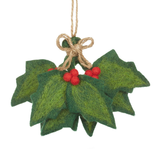 Felt Holly Leaves - Christmas Decorations