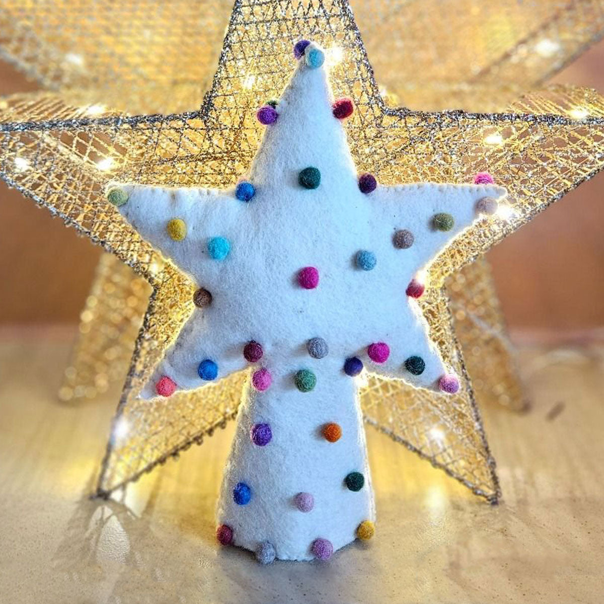Felt Scandi White Star Christmas Tree Topper - 