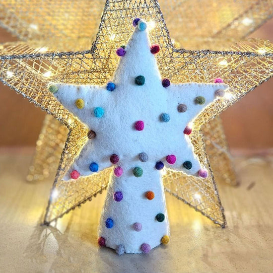 Felt Scandi White Star Christmas Tree Topper - 