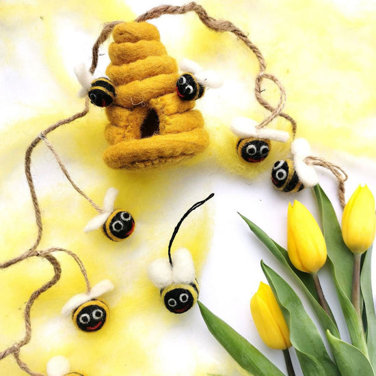 Felted Wool Bumblebee Garland - Garlands & Decorations