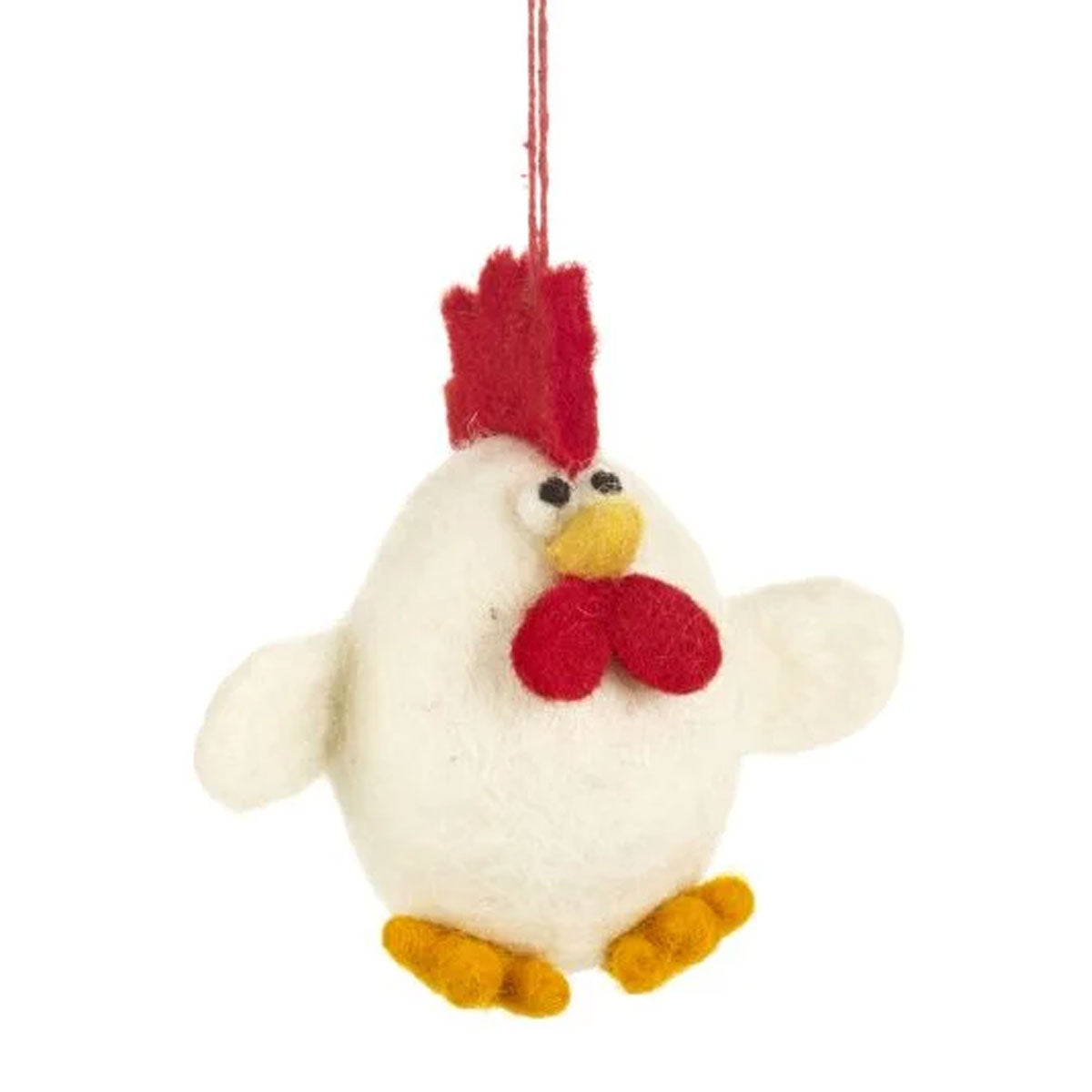 Felted Wool White Chicken Decoration - Garlands & Decorations