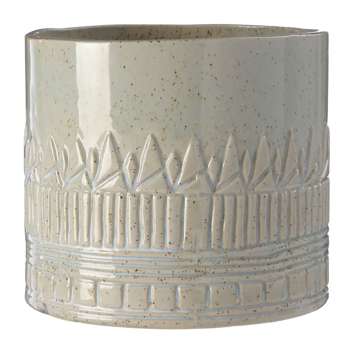 Green Ceramic Patterned Planter - Planters