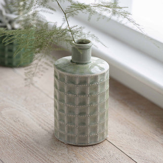 Green Textured Bottle Vase - Decor