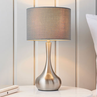 Grey And Nickel Table Lamp - Lighting