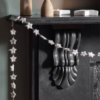 Grey And White Felt Star Garland - Garlands & Decorations