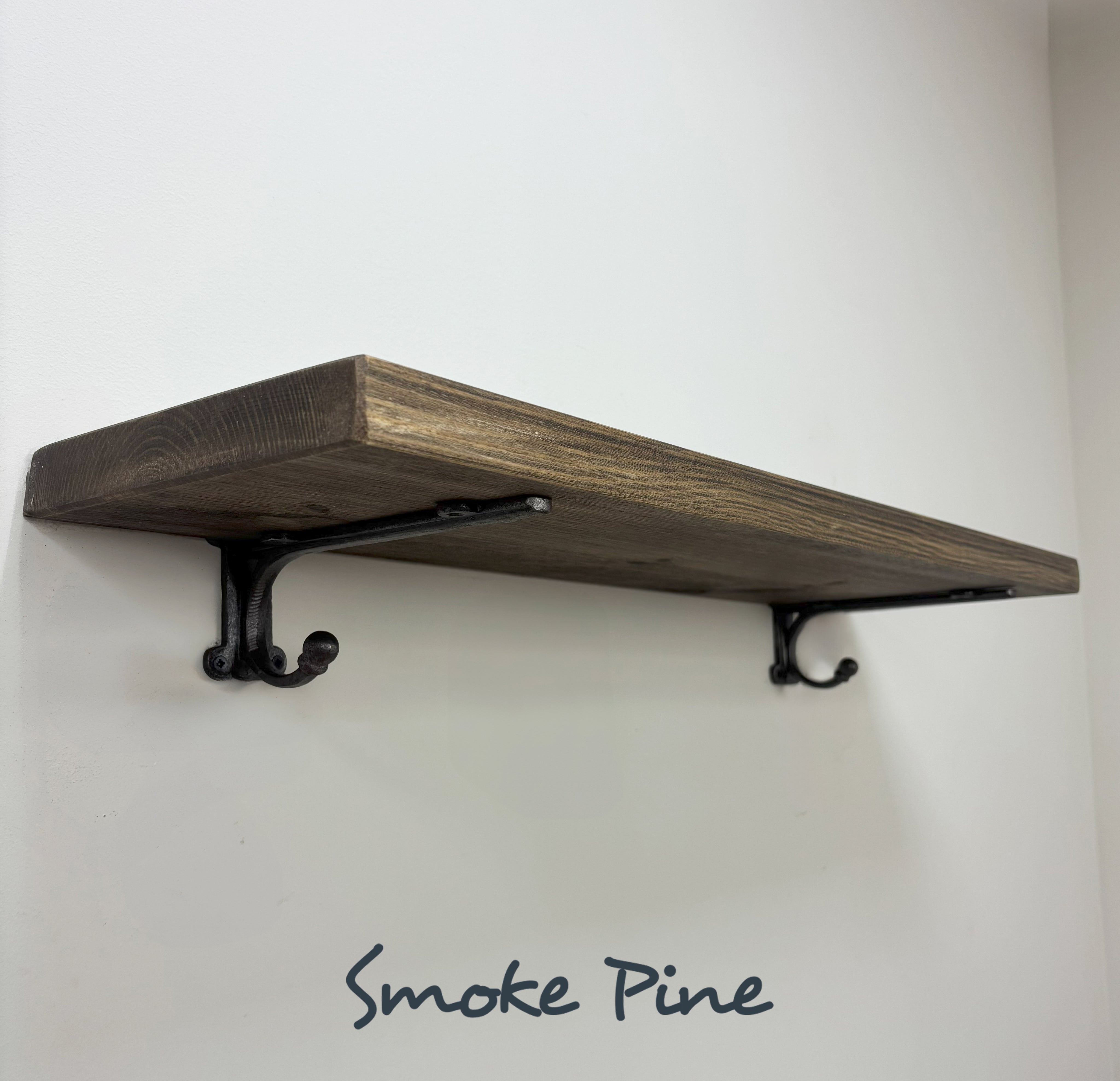 Hutton Rustic Wooden Shelf with Brackets - 22cm x 3.5cm - all 