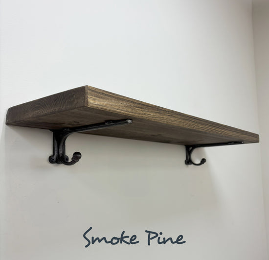 Hutton Rustic Wooden Shelf with Brackets - 22cm x 3.5cm - all 