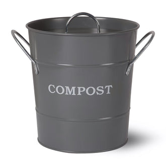 Large Grey Metal Compost Bucket - 