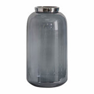 Large Grey Vase With Metal Top - Planters, Vases & Bowls