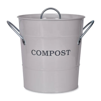 Large White Metal Compost Bucket - 