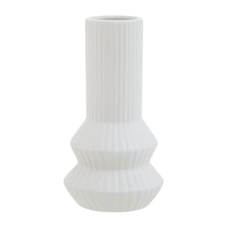 Matte White Modern Ribbed Vase