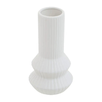 Matte White Modern Ribbed Vase